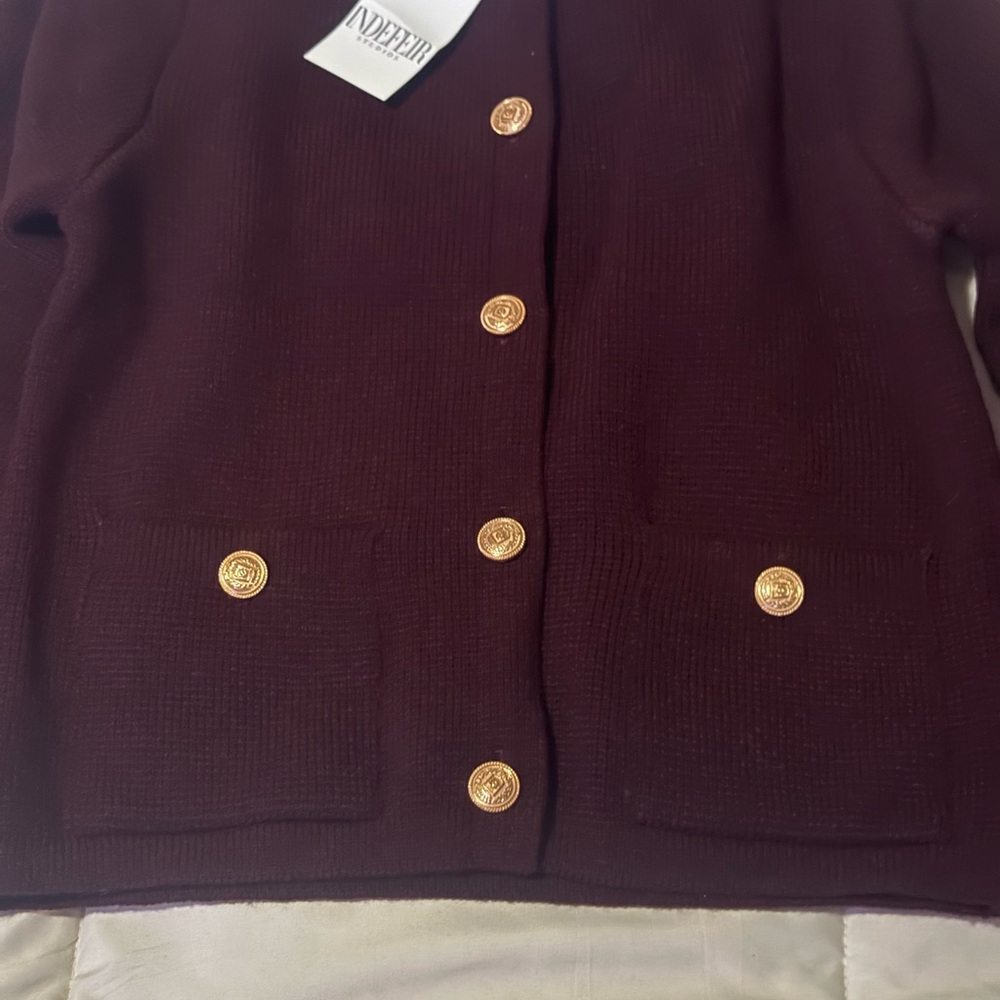 Women's Burgundy Sweater with Gold Buttons